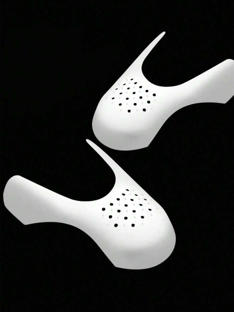 2 件男女通用可调节塑料弹簧鞋撑，具有防变形和抗皱功能，黑色 - 白色 - 查看 1