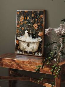 1张浴室里的鬼魂和黑猫海报，搞笑厕所幽默印刷品，怪诞可爱的墙面艺术，夏季万圣节鬼魂烧烤海报，可爱的鬼魂和黑猫一起烧烤，鬼魂和黑猫“不给糖就捣蛋”海报，异想天开的万圣节墙面艺术，鬼魂和猫咪墙面艺术，秋季万圣节，卧室装饰，客厅装饰，办公室装饰， - 彩色 - 查看 14