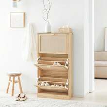 SoBuy FSR159-N, 3 Flip-Drawers Shoe Cabinet Shoe Rack Shoe Storage Cupboard Organizer, W60 X D24 X H118cm - Brown - View 3