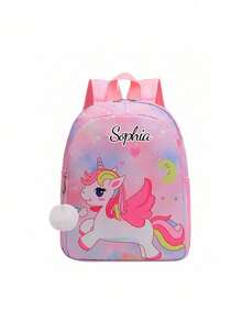 Customized Backpack With Personal Name Print, Multi-Pocket Design, Mermaid And Unicorn Prints, Back To School - Text 2 Stroke - View 22