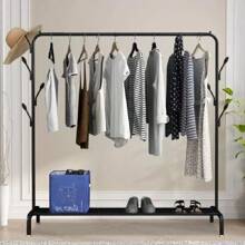 1 Piece Freestanding Clothes Drying Rack With Storage Shelf, Shoe/Hat Rack, Household Hat Rack, Balcony Clothes Hanger - Dark Grey - View 5