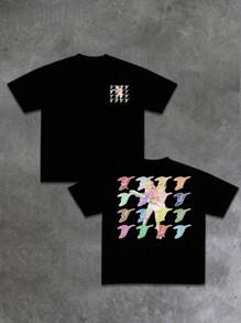 Plus Size Vibrant Graphic Featuring A Woman With Colorful Abstract Patterns. This Tee Showcases Playful Imagery, A Unique Artistic Touch For Casual Wear, Ensuring A Stylish Statement. 100% Cotton Men's Tshirt