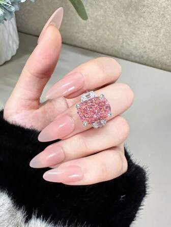 1 pieza Anillo cuadrado de zirconia de alta brillantez y lujo en plata esterlina S925 para mujeres, regalo para fiesta de graduación, Día de la Madre, anillo de compromiso, joyería fina para novia