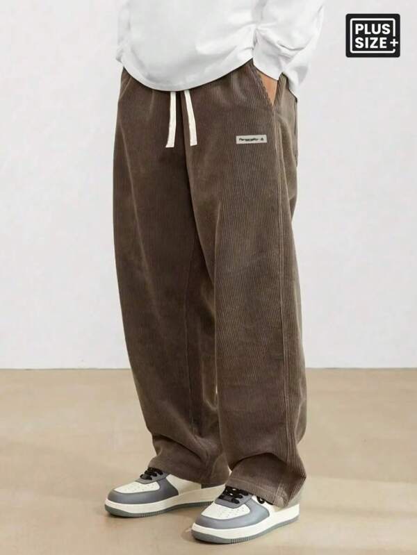 Winter Autumn And Winter New Men's Corduroy Sweatpants, Casual Retro Fashion Plus-Size Loose Trousers, Suitable For Shopping And Dating Outdoor Casual Daily Wear, The Maximum Size Can Be Worn Up To 300 Pounds