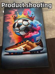 1pc Summer Soccer Carpets, Outdoor Picnic Decorative Rugs, Home Decor Carpets For Living Room, Bedroom, Bathroom, Study, Closet, Lavatory