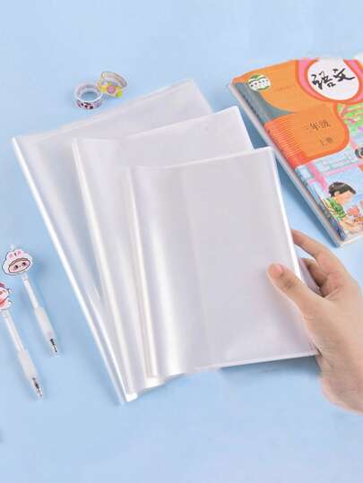 10pcs/Pack PVC Transparent A4 Size Book Covers - Reusable, Adjustable, Thickened, Waterproof, Clear Protective Sleeves, Suitable For School, Office And Home Use