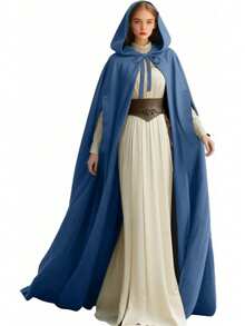 Arm Holes Renaissance Cloak With Hood Medieval Women Hooded Cape For Halloween Cosplay - A - 查看 9