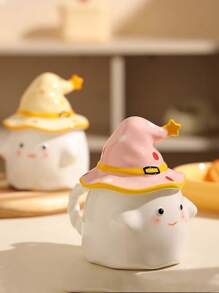 1 件陶瓷可爱幽灵杯带盖，独特新奇杯子，送给女性的礼物