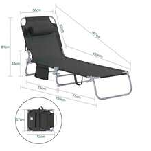 SoBuy OGS35x2 Set Of 2 Garden Loungers With Bag And Pillow, Airy Folding Sun Lounger For Gardens, Courtyards, Beaches, Balconies, 120 Kg Load Capacity, Two Chairs, W X H X D Approx. 191 X 19 X 56 Cm - Black - View 4