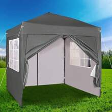 MCC Direct Pop-Up Gazebo 2m X 2m With Sides Silver Protective Layer Waterproof Marquee Canopy WS - Grey - View 4