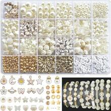 DIY White Faux Pearl Letter & Daisy Pendant Accessories, Jewelry Making Kit