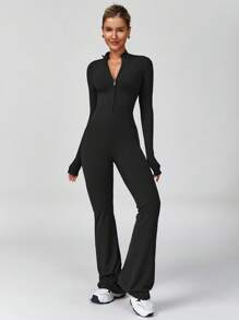 MASKERT 女士运动服 瑜伽服 连体裤 跑步运动 健身服 连体衣 健身服 高弹力瑜伽服 居家休闲 舒适亲肤塑身连体衣 - 黑色 - 查看 6