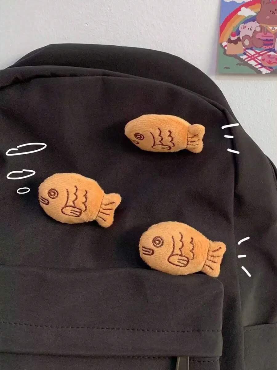 2件/4件可爱毛绒鲷鱼烧胸针小鱼胸针背包服装配饰配套胸针装饰户外日常男女秋冬秋季 - 彩色 - 查看 1