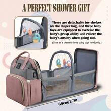 Baby Mommy Diaper Backpack Portable Baby Travel Bassinet Bag With Portable Changing Pad With 13 Pockets Mommy Bag Crib (PINK/BLUE) - Màu xanh hải quân - Xem 8