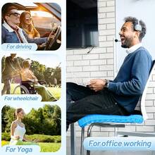 19.7" Gel Seat Cushion, Super Large & Thick Office Chair Cushion For Long Sitting - Back Hip Tailbone Pain Relief Cushion, Egg Seat Cushion Desk Chair Pads For Cars Wheelchair - Fits Up To 350 Lbs-222684 - BlueMedium - 查看 4