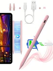 1 pieza Lápiz compatible con iPad 2018-2025, batería de ión de litio de 120 mAh, carga talla grande rápida, rechazo de palma, sensibilidad a la inclinación compatible con Apple Pen, lápiz stylus compatible con iPad 10th/9/8/7/6th, iPad Pro 11/12.9/13/pulgada M4, iPad Air 3/4/5/M2, iPad Mini 5/6 [sin función de carga magnética]