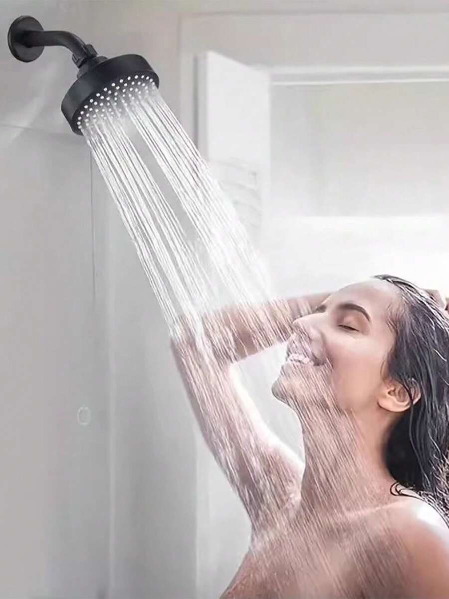 Đầu vòi sen áp lực cao 4 inch, đầu phun tăng cường bằng nhựa, đầu vòi sen cầm tay áp lực màu đen, đầu vòi sen tròn màu đen. - đen - Xem 1