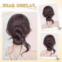 Elegante fermaglio a pinza per extension per chignon da donna, extension per capelli con fiocco sintetico, elegante parrucco in fibra resistente alle alte temperature per donna, facile da usare, senza strumenti necessari, perfetto per stili casual, accessori per capelli per donna - Multicolore - Visualizzare 3
