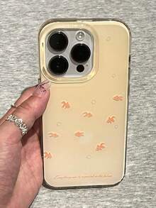 可爱锦鲤黄果冻手机壳适用于 16 Pro Max 15 14 13 12 Pro 11 Plus 蝴蝶结珍珠手链链条亮面后盖防水防震防摔防刮 - 黃色 - 查看 2