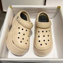 2025 New Women's Thick Sole Closed Toe Sandals, Summer Outdoor Slip-On Beach Slippers