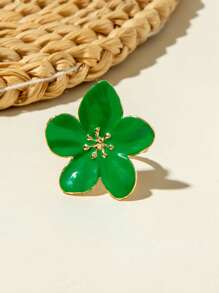 1 件带有金属装饰的花形 3D 戒指，百搭设计，营造夏日氛围，是送给朋友和女朋友的绝佳礼物 - 花朵戒指 - 查看 6