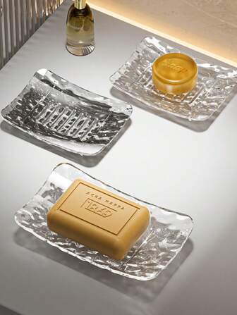 1pc Countertop High-End Soap Dish With Drainage, No Drilling Required, Bathroom Vanity Soap Holder Back To School