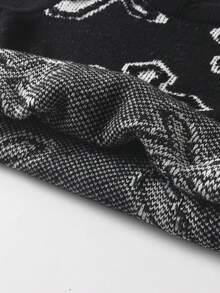 男童街头风十字图案针织套头毛衣，长袖，适合春、秋、冬季休闲穿着。 - 黑色 - 查看 8