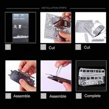 Modelo de Montagem Metálica 3D, Quebra-cabeça de Fivela de Aço Inoxidável DIY, Modelo de Veículo, Sem Necessidade de Cola, Presente de Aniversário, Ornamento Decorativo, Ônibus de Londres, Bicicleta de Montanha, Caminhão 6X6 de 2,5 Toneladas