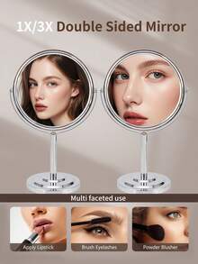 3/4/5/6/7/8英寸双面迷你化妆镜，2倍放大，成像清晰，方便携带，带支架，桌面化妆镜，美妆化妆镜，双面普通支架镜，价格实惠，情人节礼物，廉价商品，旅行必备，旅行好物，房间装饰，情人节礼物，廉价小物，房间，1美元商品，度假必备，女士礼物，卧室，情人节，99美分 - 銀色 - 查看 10