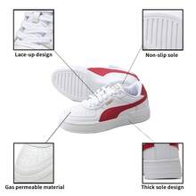 Puma Zapatillas deportivas casuales de corte bajo, ligeras y clásicas para hombre, Estilo No. 380190-45 - blanco-rojo-oro - Ver 6