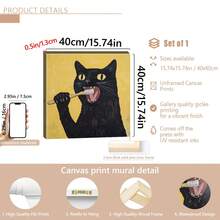 1幅迷人的黑猫墙画，无框乡村农舍黑猫梳理毛发墙画 - 独特的节日礼物，适合家居、咖啡馆、浴室装饰、海报、墙画、房间装饰、墙面装饰、装饰画。 - 彩色 - 查看 14