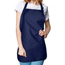 Aprons Commercial Restaurant Home Residential Bib Spun Poly Cotton - 3 Pockets - Navy Blue - View 5