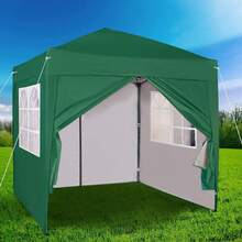 MCC Direct Pop-Up Gazebo 2m X 2m With Sides Silver Protective Layer Waterproof Marquee Canopy WS - Green - View 4