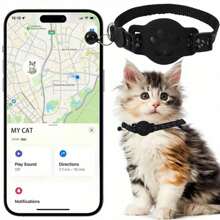 Conjunto de coleira de posicionamento para gatos de estimação com coleira, localizador + capa protetora de silicone, localizador de dispositivo GPS inteligente anti-perda - rastreamento ao vivo, sem instalação, uso somente em dispositivos iOS