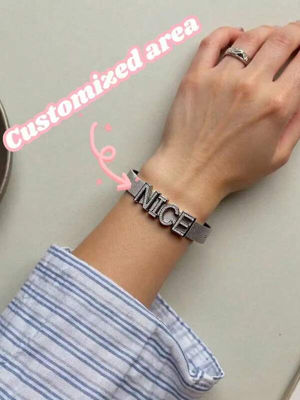 Customized 26 Letter Stainless Steel Mesh Strap, Suitable For Valentine's Day, Father's Day, Mother's Day, Thanksgiving, Halloween Music Festival Gifts, Birthday Anniversary Gifts For Lovers, Boyfriends, Girlfriends, Family, And Parents