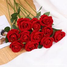 1pc/4pcs/5pcs/8pcs Red Rose Artificial Flowers Artificial Bridal Bouquet Realistic Velvet Faux Flower Flower Arrangement Decoration Fake Rose Artificial Rose For Valentine's Day Gifts Wedding Party Home Decoration, Brithday Gifts Outdoor Indoor Decor, Vase Floral Decor (Purchase Instructions: May Contain Odor, Please Place In Window For Ventilation For 1-2 Days) Artificial Plant