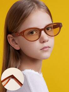 1 PC Teen's 14-16Y Metal Hinge Sunglasses Casual Oval Frame Eyewear Suitable For Holiday Outing And Daily Life Clothing Accessories - Multicolor - View 13