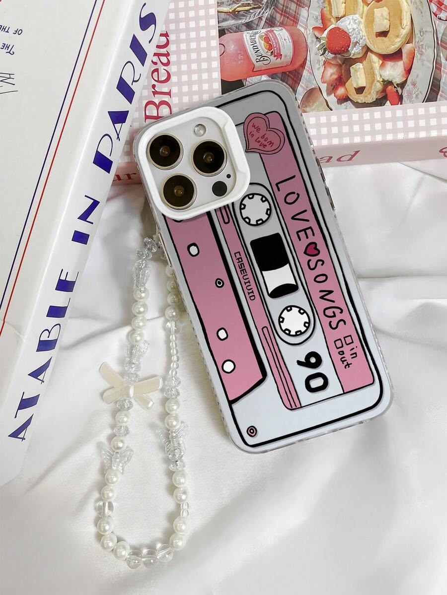 Pink Radio Design Phone Case, Compatible With IPhone 16 Pro Max, 15, 14 Plus, 13, 12, 11 Protective Cover - Pink Frame Silver Powder - View 1