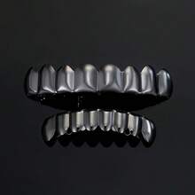 A Set Of Halloween Hip-Hop Braces With Eight Upper And Eight Lower Teeth, Simple Glossy Design, Men's Style - Súng đen - Xem 8
