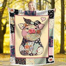 Cozy Pig Animal Pattern Flannel Blanket - Soft And Warm Throw Couch, Bed, And Sofa280gsm Room Decor Home Essentials Decor Bedroom