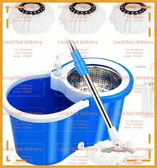 Local Devery-YOUBEI-Spin Mop And Bucket With Wringer Set, 360° Spinning Mop Bucket System With3 Microfiber Mop Replacement Heads And 61" Stainless Steel Adjustable Handle For Floor Cleaning (20QT) - 藍色 - 查看 1