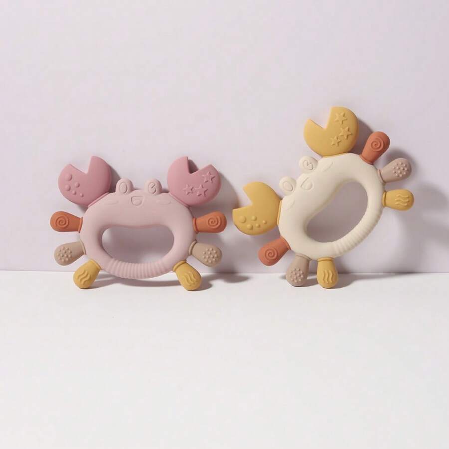 Baby Cute Crab Shaped Silicone Teether, Infant Easy Grip Chew Toy - Multicolor - View 1