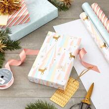 Papel de regalo de Navidad rosa con líneas de corte en el reverso (3 rollos: 120 pies cuadrados) rosa, menta, oro, reno, árboles de Navidad, copos de nieve - Felices fiestas - Ver 9
