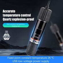 1pc USB Aquarium Heater With Temperature Sticker, Made Of Quartz Explosion-Proof Material, Mini Quartz Glass Tropical Fish Automatic Thermostat, 10W Design, Suitable For Aquarium And Home Fish Tank, Stops Heating When Water Reaches 26°C To Protect Fish Health