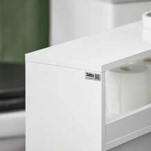 SoBuy BZR119-W, Narrow Bathroom Cabinet Storage Cabinet With 2 Sliding Doors, Bathroom Toilet Paper Roll Holder On Wheels Bathroom Organizer Bathroom Decor Summer Bathroom Accessories - White - View 6