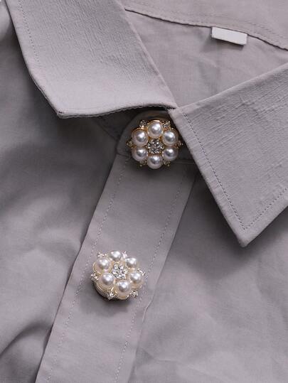 1/2/4pcs Elegant Rhinestone & Faux Pearl Button Covers For Women, Crystal Button Covers, Detachable Clip On Button Covers, Crystal Fancy Buttons For Clothing, Button Snaps With Pliers Press For Dress Suit Tux Shirt Accessories, Lead Color