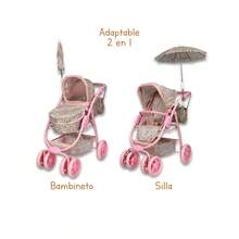 Carriola para Muñecas Estilo Vintage Modelo Noni IS-9662 Cochecito de Juguete para Niñas con Diseño Clásico Plegable y Ligera Ideal para Juego de Rol y Paseo de Muñecas Regalo de Cumpleaños Navidad - Rosa - Ver 6