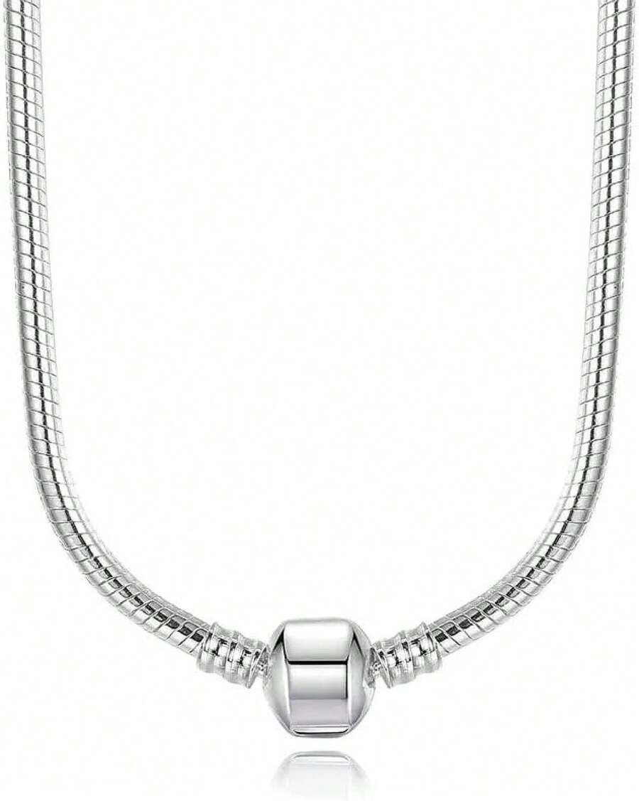Snake Chain Necklace Silver Plated Fit Charms Beads Jewelry - 60厘米/23.5英寸 - 查看 1