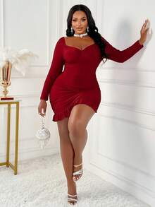 BIUBIU Robe courte moulante de couleur rouge avec encolure en cœur, design plissé, ourlet asymétrique. Robe de soirée élégante. Cœur d'amour/amant XOXO/Baisers Câlins et baisers Sois à moi Bébé/Baiser Cœur Cupidon/Ange - Framboise - Voir 6