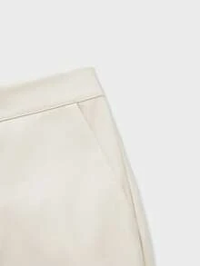 优雅修身高腰喇叭皮裤，修身保暖，适合秋冬日常穿着 - 杏色 - 查看 11